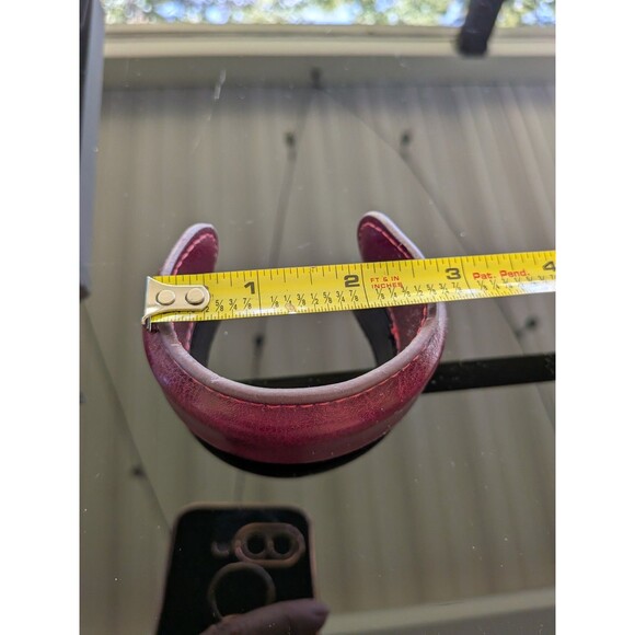 ZARA Women NEW Pack Of 3 Leather Cuff Bangle Bracelets Burgundy Green Cream Bend - Picture 8 of 14